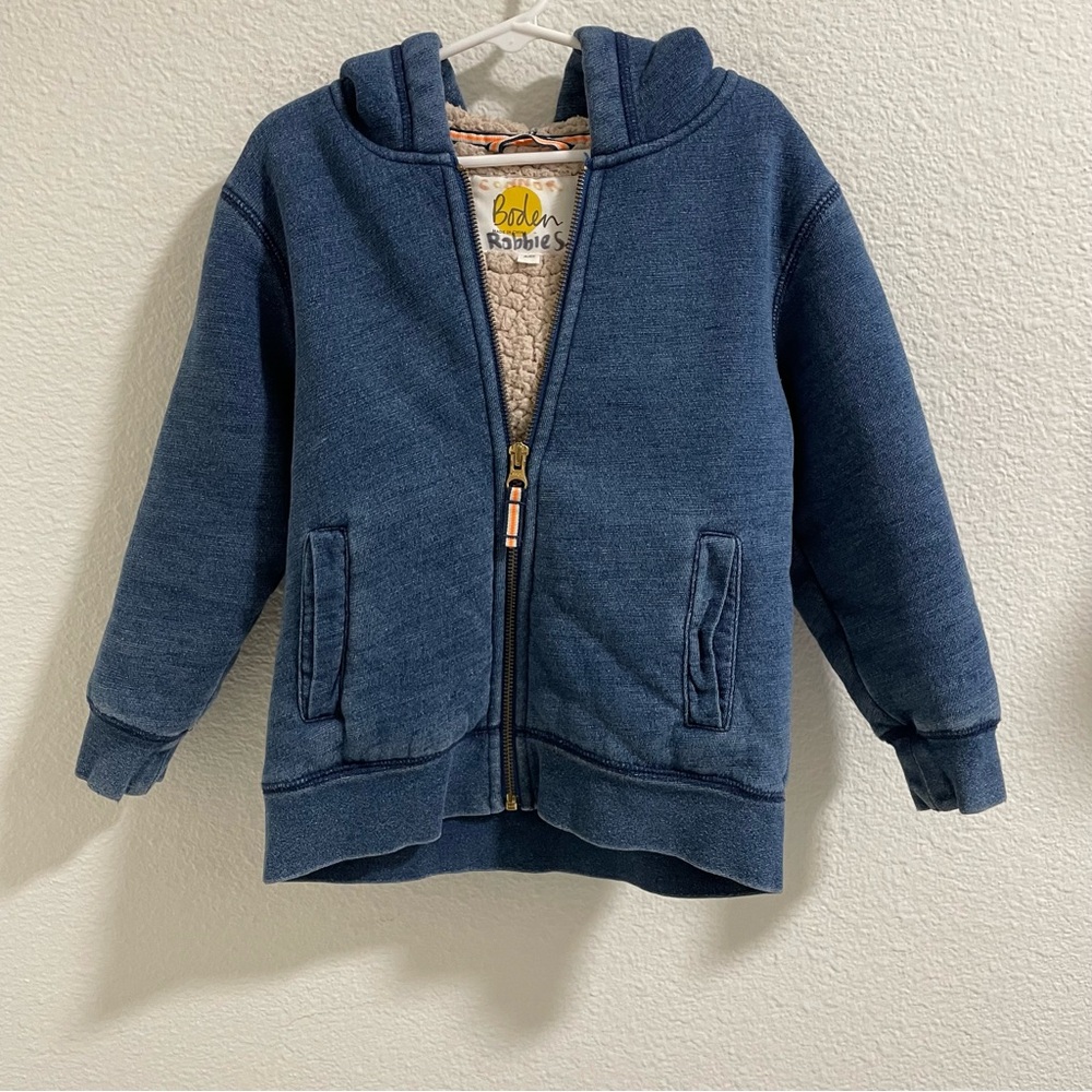 Boden Cozy Blue Jacket with Cream Lining